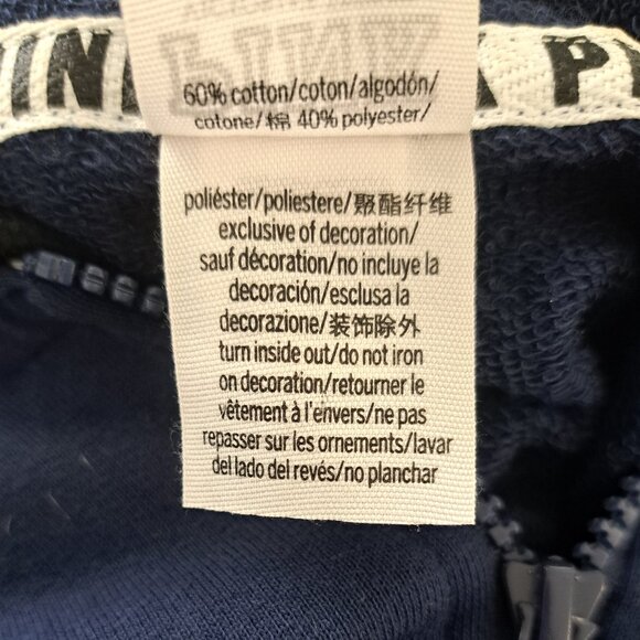 Pink Victoria's Secret Blue Green White ColorBlock Zip Hoodie Top Large - Picture 9 of 10